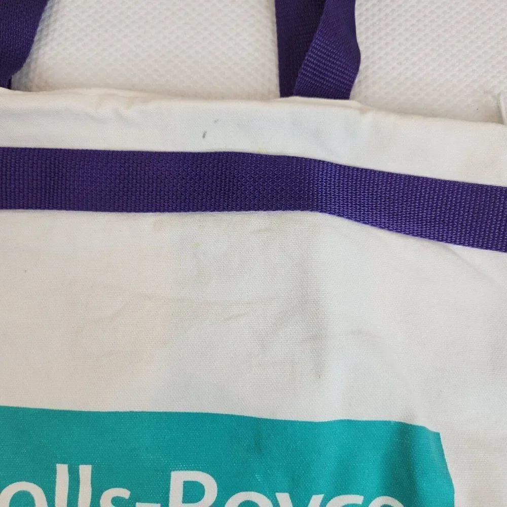 Vintage Rolls Royce Heli Expo 2000 Las Vegas Canvas Bag Teal Purple White